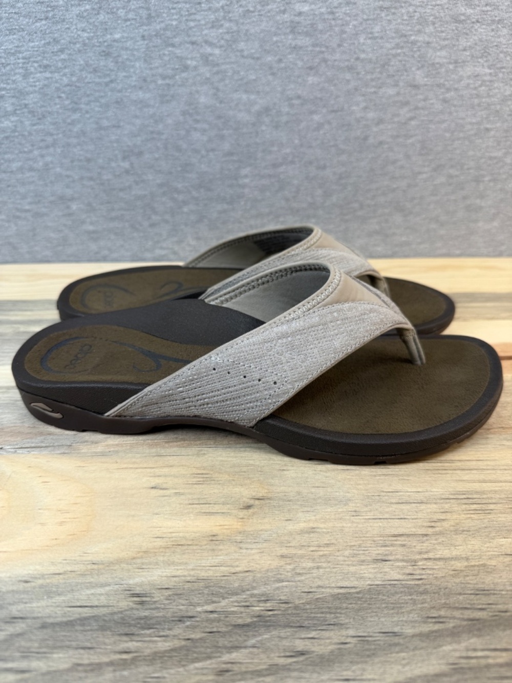 Abeo Leather Flip Flops Thong light Gray Sandals Womens Size 8 Great Condition! - Picture 4 of 15